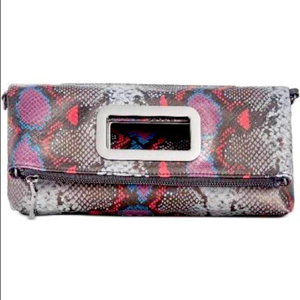 INC Open Handle Clutch Crossbody snake print